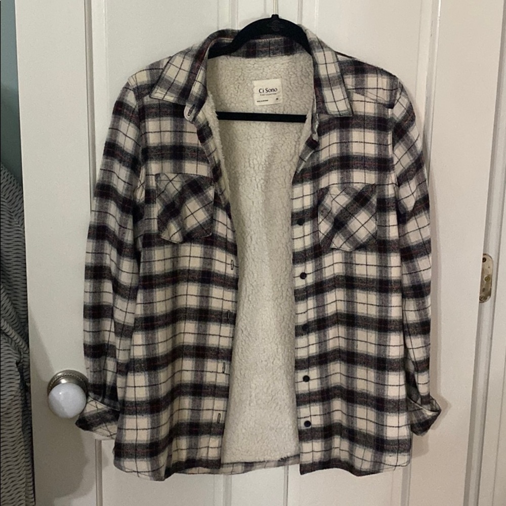 Fleece plaid jacket